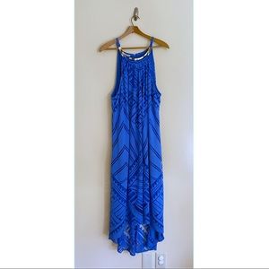 London Times Royal Blue Geometric Pattern Dress